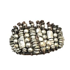 Uno De 50Bracelet Beaded Silver Brown Leather Wide Unisex Men's Women's Spain